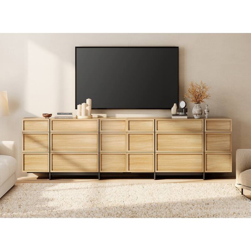 WAMPAT Modern TV Stand, Entertainment Center with T-Shaped Legs, Media Console Table with Storage Drawers
