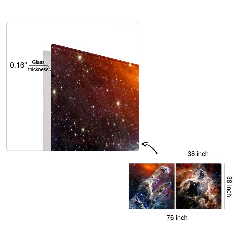 The Eagle and Tarantula Nebula Printed Tempered Glass Wall Art - Multi-Color