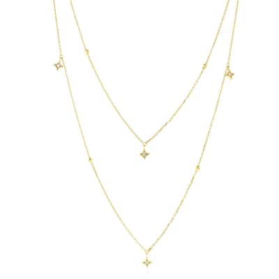 Annello by Kobelli 14k Gold Bohemian Diamond Layered Necklace (GH/I)