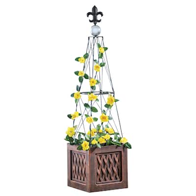 Bronze Color Finish Removable Trellis Planter - 7.75 x 32.25 x 7.75