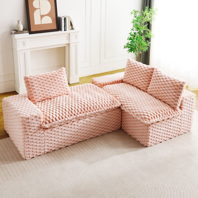 Versatile Turtle Velvet Sectional Sofa with Loveseat Couch and Chaise Lounge, Free Combination Modular Compressed Couch