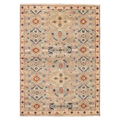 ECARPETGALLERY Hand-knotted Jules Serapi Grey Wool Rug - 6'1 x 8'7