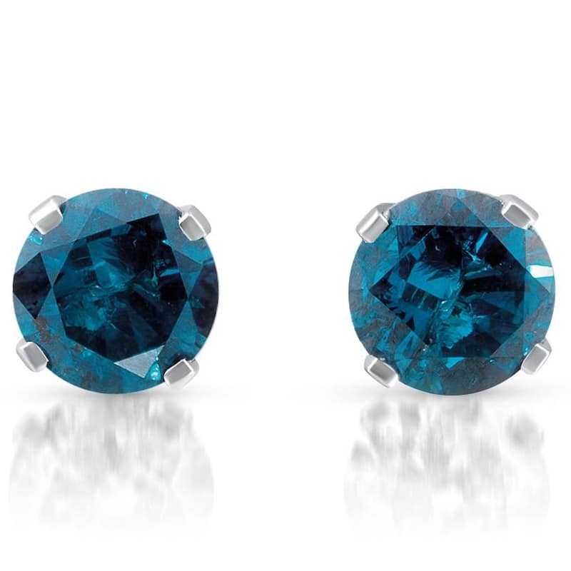 3/8ct Blue Diamond Studs White Gold