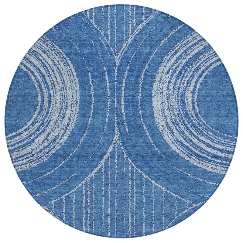 Machine Washable Indoor/ Outdoor Modern Trax Chantille Rug