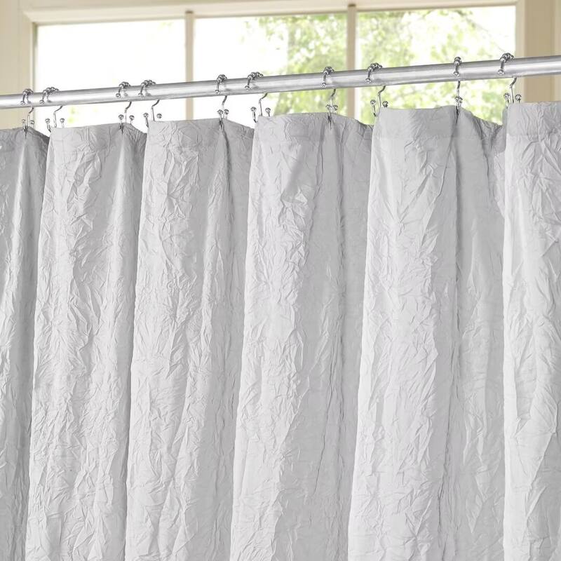 Crinkle Eco-friendly Water Repellent Solid Texture Shower Curtain