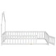 preview thumbnail 66 of 109, Twin/Full Montessori Toddler Floor Bed Frame, Modern House-Shaped Bed Frame with Fence and Full-Length Guardrails for Girls Boys