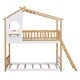 preview thumbnail 14 of 21, Playhouse Inspired Twin over Twin Wooden Bunk Bed with Roof, Window & Ladder