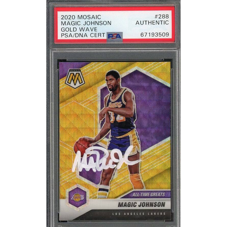 Magic Johnson Autographed 2020 Panini Mosaic Gold Wave Signed Card #288 Auto PSA - 8'6" x 11'6"