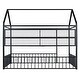 preview thumbnail 56 of 70, Full Size Metal House Bed Frame with Built-In Grid Shelves, Playful Canopy Design and Space-Saving Storage