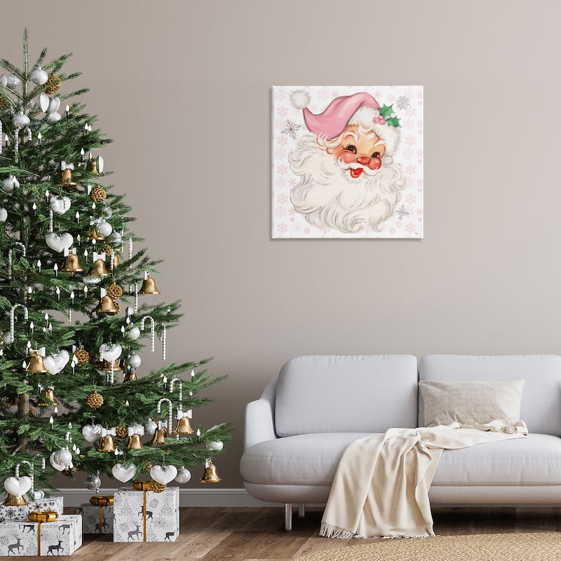 Stupell Pastel Vintage Jolly Santa Canvas Wall Art Design By Mollie B.