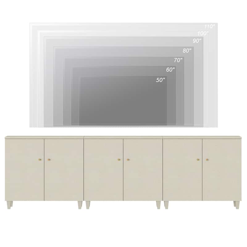 WAMPAT Wide TV Stand Cabinet, Entertainment Center with Doors, 32.4"H