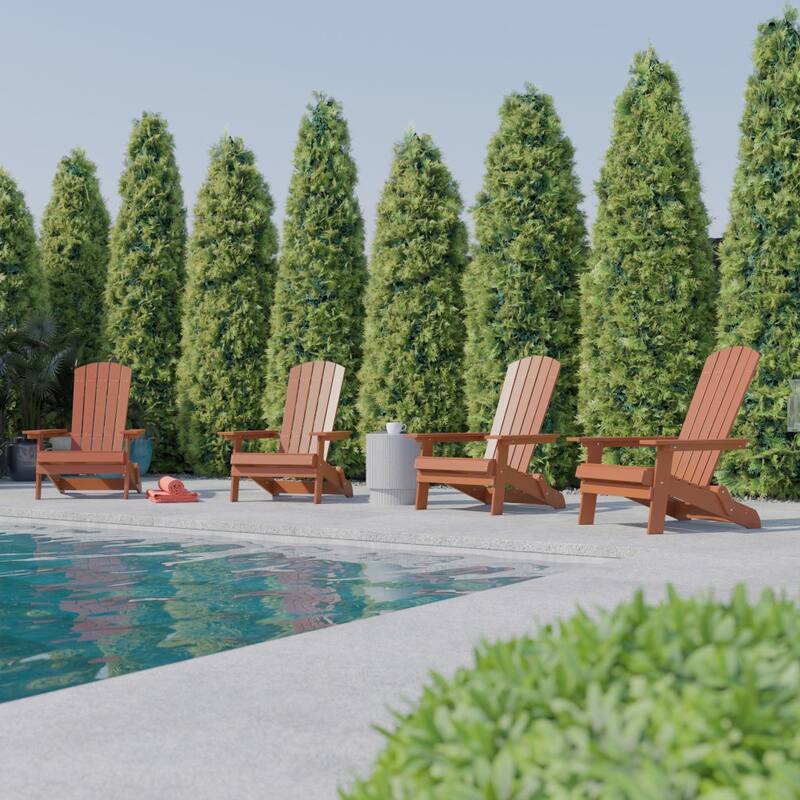 Poly-resin Folding Adirondack Indoor/Outdoor Patio Chair (Set of 4) - Red