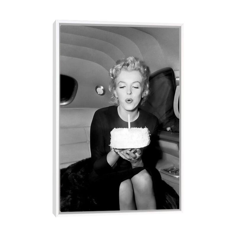 iCanvas "Marilyn Monroe Birthday Party In Car" by Radio Days Framed - White - 26x18