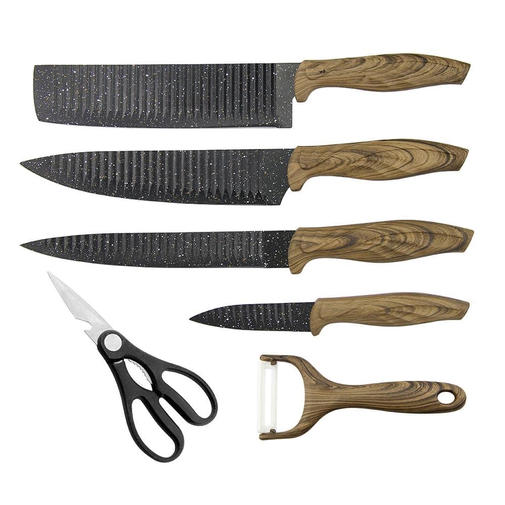 STP Goods Stainless Black Blade Steel Knife Set of 6 in Gift Box