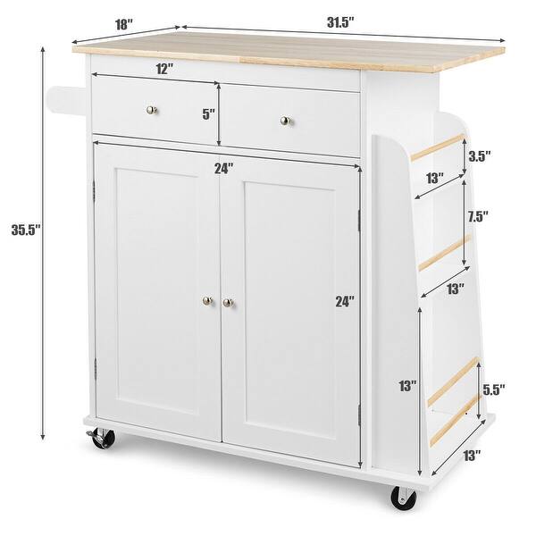 Shop Gymax Rolling Kitchen Island Utility Trolley Cabinet Storage