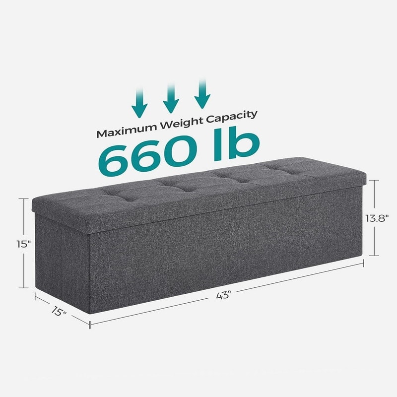 43 Inches Folding Storage Ottoman Bench