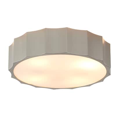 4 Light Shiny Nickel Stainless Steel Flush Mount with White Diffusers