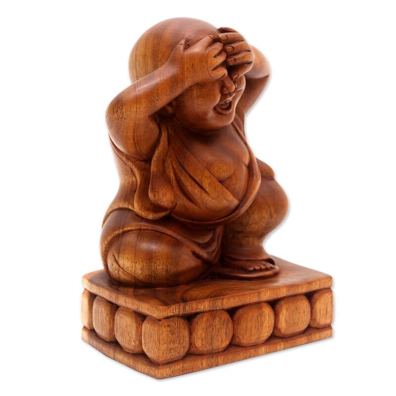 Novica Handmade See No Evil Wood Sculpture