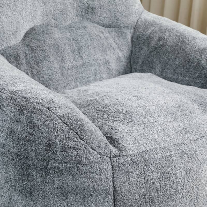 Faux Fur Bean Bag Chair, High-Density Memory Foam Lounge Chair, Fluffy Lazy Sofa Chair with Armrests & High Back