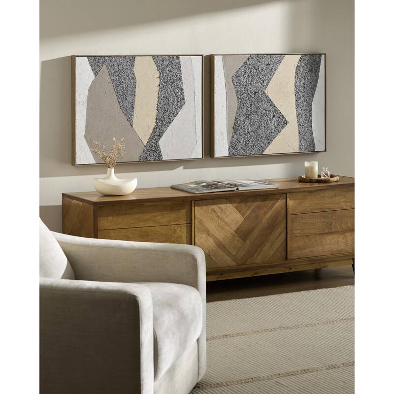 Livabliss Aiko Modern Framed Art Set of 2 - Brown