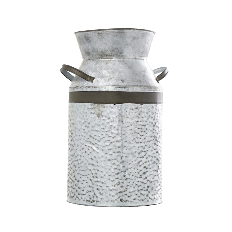 Gray Metal Milk Can Vase