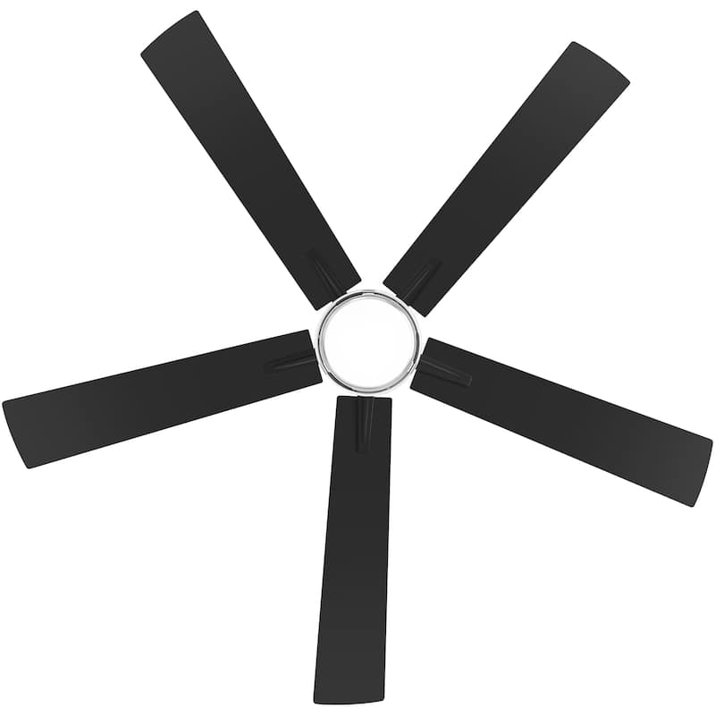 52" Modern Black Reversible 5-Blade Clear Acrylic Lens Ceiling Fan with Light and Remote