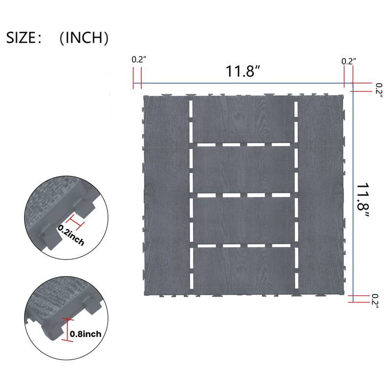 12" Patio DIY Module Interlocking Decking Tiles Floor Tile,Easy and Quick Installation Court Tiles for Porch Poolside Balcony