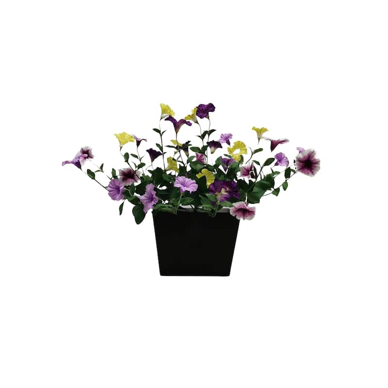 Faux Floral Window Box Filler - Petunia Purple/Yellow