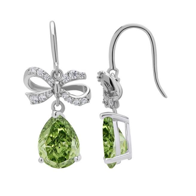 Victoria Townsend .925 Sterling Silver Pear Peridot Drop Earrings