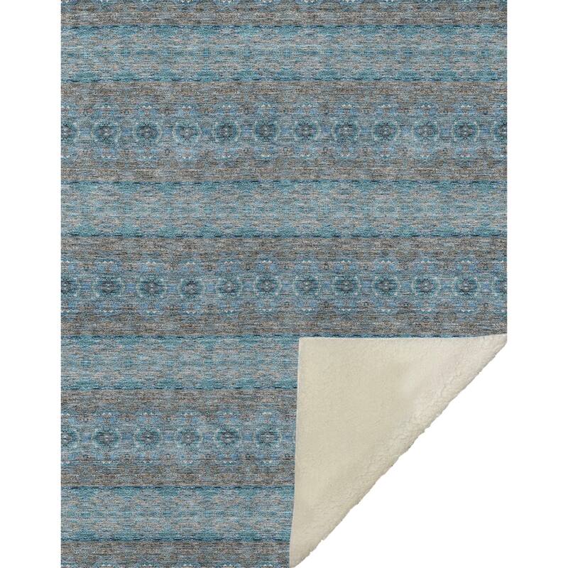 Premium Machine Washable Boho Stripes Sherpa Throw Blanket
