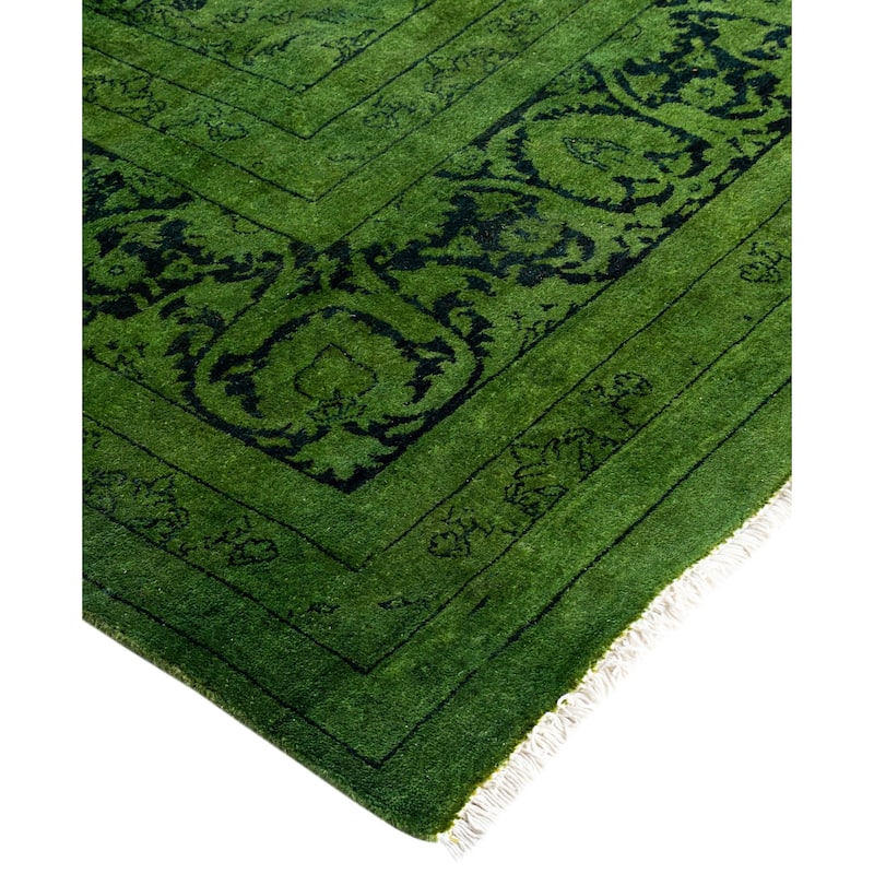 Overdyed One-of-a-Kind Hand-Knotted Area Rug - Green - 8' 3" x 10' 6"