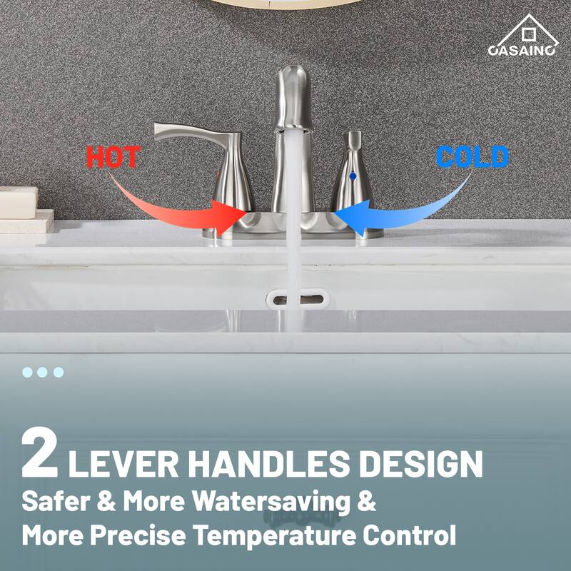 4 in. Centerset Double Handle Bathroom Faucet with Drain Kit Included