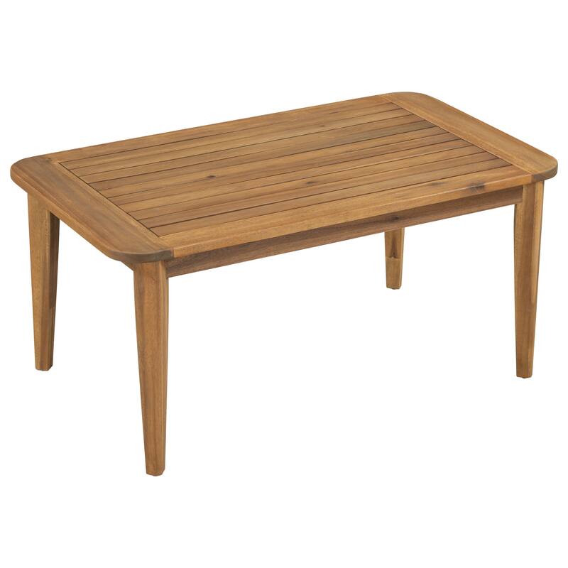 Roomfitters Outdoor Acacia Wood Coffee Table, Sturdy Weather-Resistant Patio Table for Porch or Poolside, Teak+Beige - Teak+ Beige