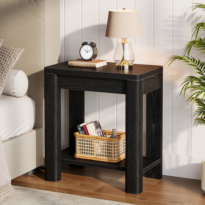 23.6'' Farmhouse Rectangle End Table with Storage Shelf