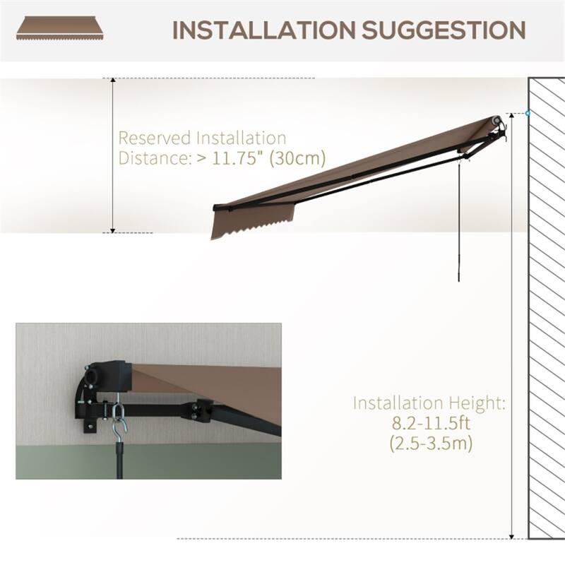 156"x118" UV Protection Outdoor Awning with Aluminum Frame and Adjustable Angle - 156" W x 118" D