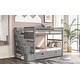 preview thumbnail 10 of 10, Gray Full Over Full Bunk Bed with Storage Shelves, 6 Drawers, and Safe Staircase Access
