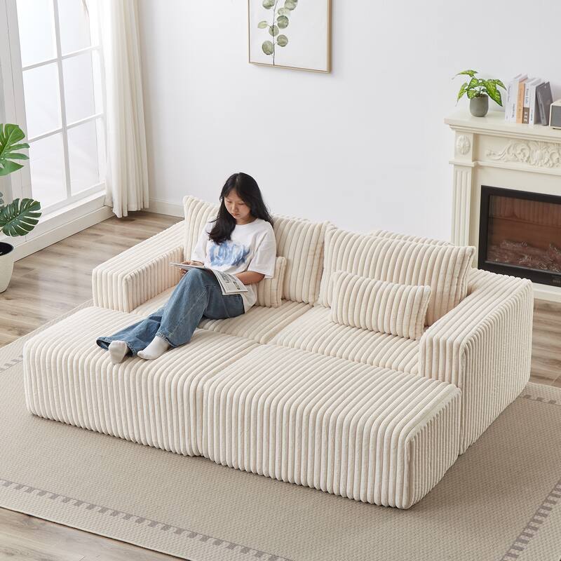 Oversized 87" Modular Sectional Lounge Chaise with 2 Ottoman