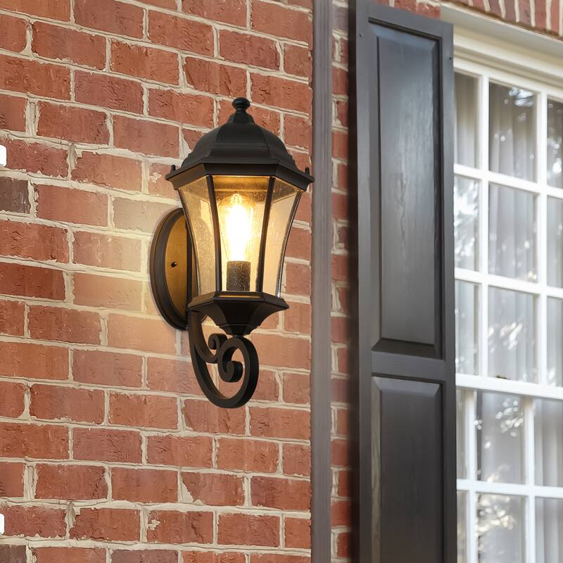Outdoor Black Waterproof Glass Retro Wall Lamp