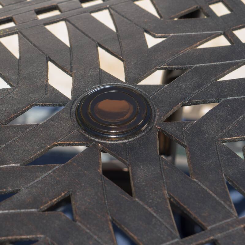 Roomfitters Square Outdoor Dining Table with Curved Legs, Cast Aluminum Construction for Patio or Garden Use, Bronze
