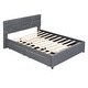preview thumbnail 19 of 28, Linen Fabric Platform Bed with Brick Pattern Headboard, with Twin XL Trundle and 2 Drawers, Queen Size