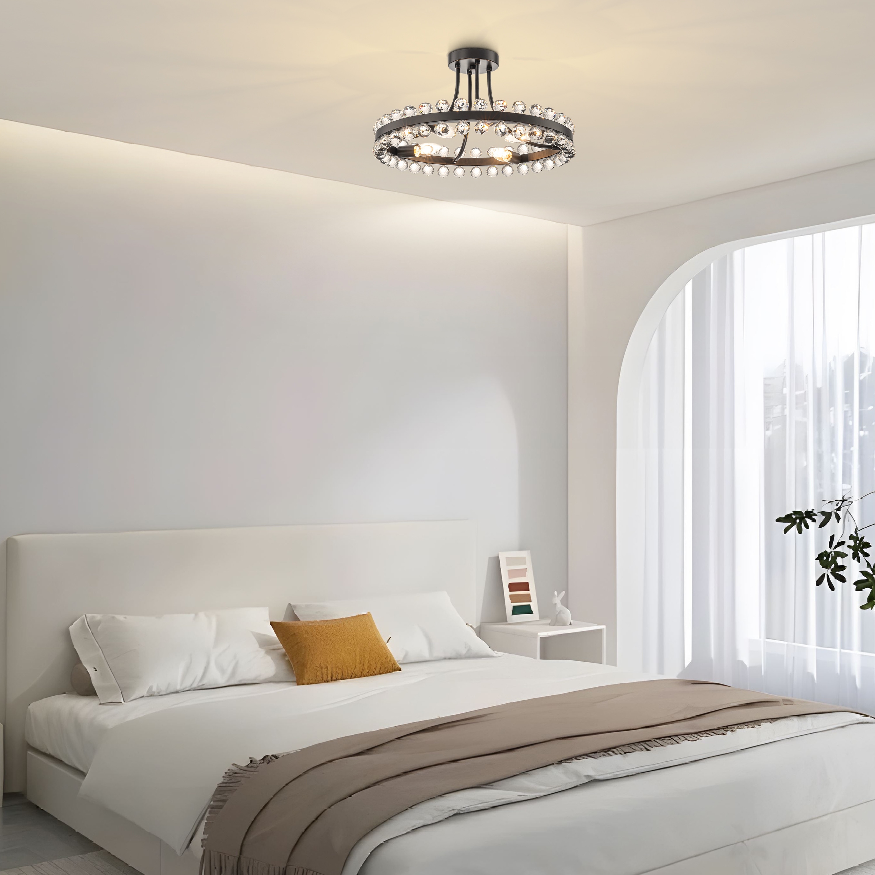 Starsky 4/9-light Modern Crystal Ceiling Light Round Semi