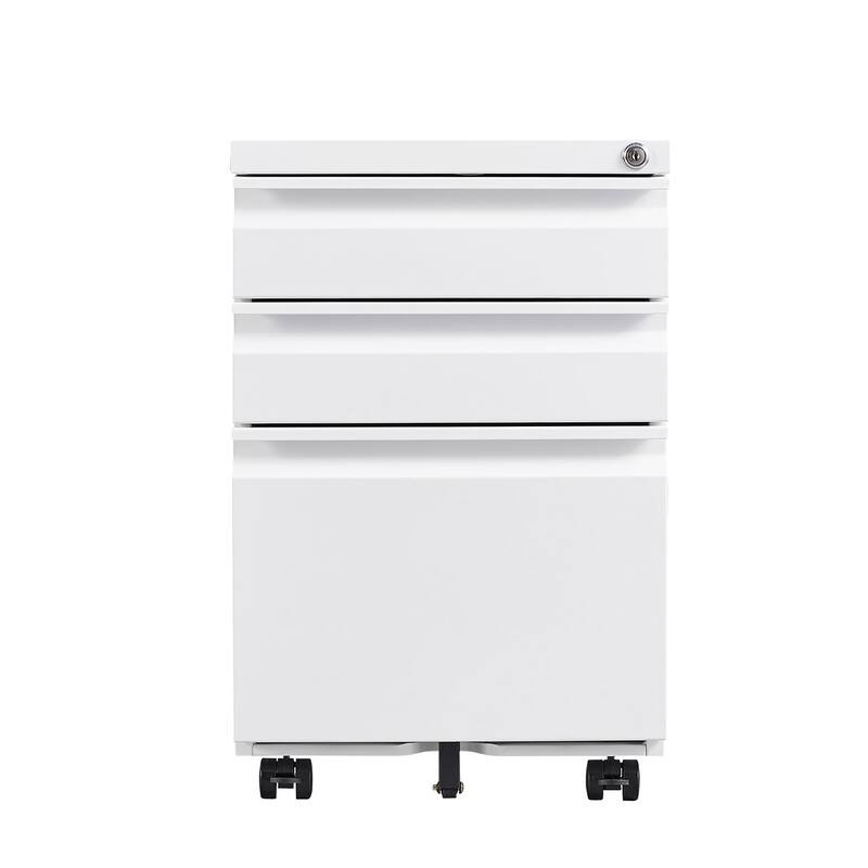 [Installation Required] 3-Drawer mobile filing cabinet with lock, legal/letter sized office storage filing cabinet