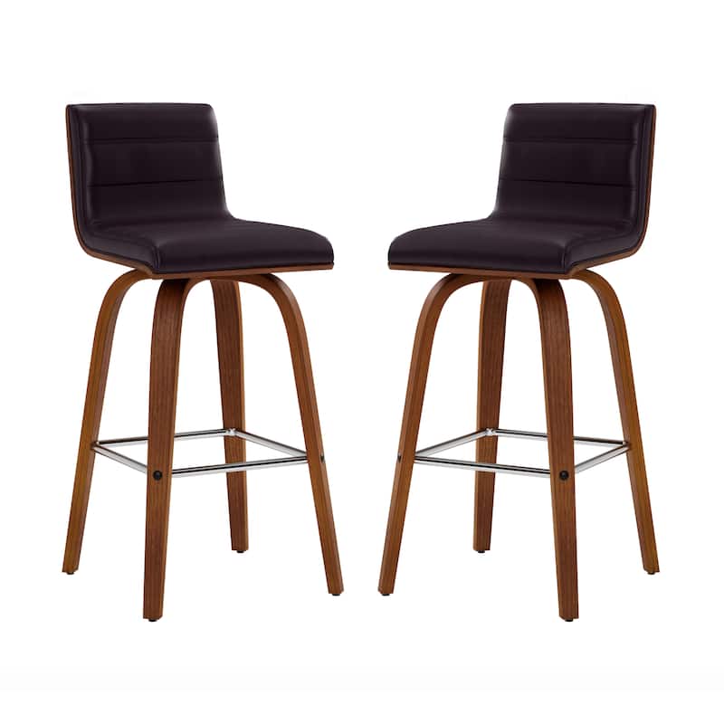 Skara Mid-Century Swivel Counter Stool, Upholstered Counter Height Chair with Bentwood Legs