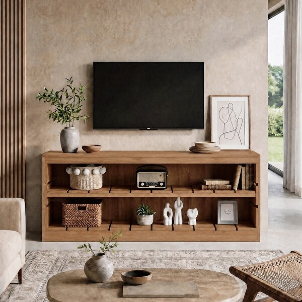 63-Inch Solid Wood TV Stand, 3-Tier Television Stand for 55/60/65