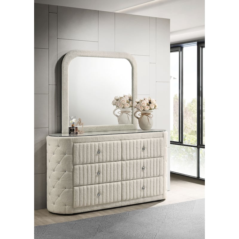 Sonya 6-drawer Upholstered Bedroom Dresser Ivory