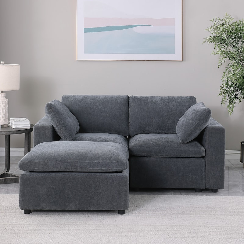 Modular Sectional Sofa, Convertible U Shaped Sofa Couch, Modular Sectionals with Ottomans - Grey - Reversible