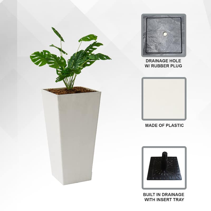 XBrand Modern Square Tapered Planter – 28" or 30" Tall, Indoor & Outdoor Use
