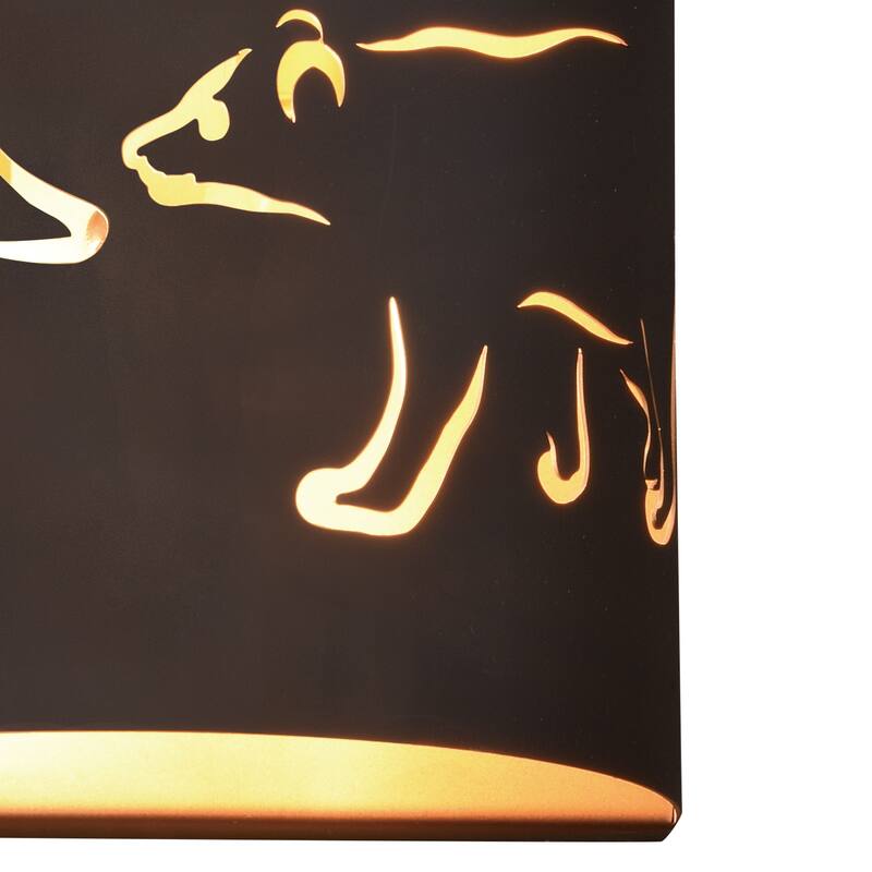 Katmai 2 Light Bronze Gold Rustic Bear Tree Flush Wall Sconce - 5-in W x 11-in H x 8-in D