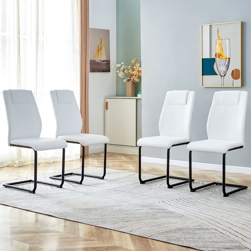 Modern dining room chairs, and golden leg cushioned chairs made of artificial leather, suitable for kitchens Set of 4