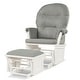 preview thumbnail 1 of 25, Wood Baby Glider and Ottoman Cushion Set with Padded Armrests for Nursing - 29.5" x 26" x 40" Light Grey